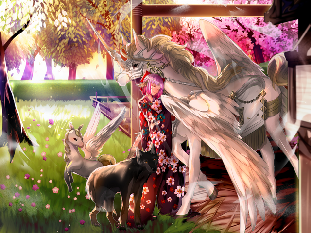Ryosuke, Okogoshi, and her Pegasi; Art by SarahWidiyanti